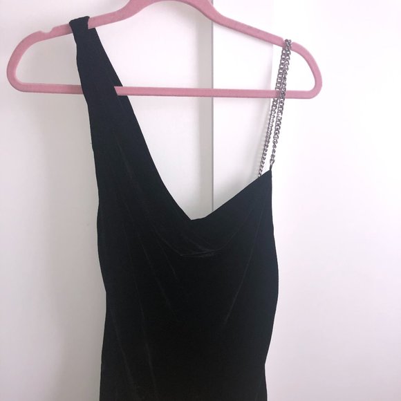 Zara Black Velvet Dress with Silver Strap - Picture 2 of 4